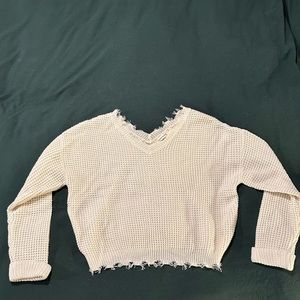 Moon & Madison Crop Frayed Sweater - Size XS